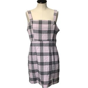 DIVIDED by H&M NWT Lavendar & Black Plaid Pinafore Mini Dress -‎ Size M